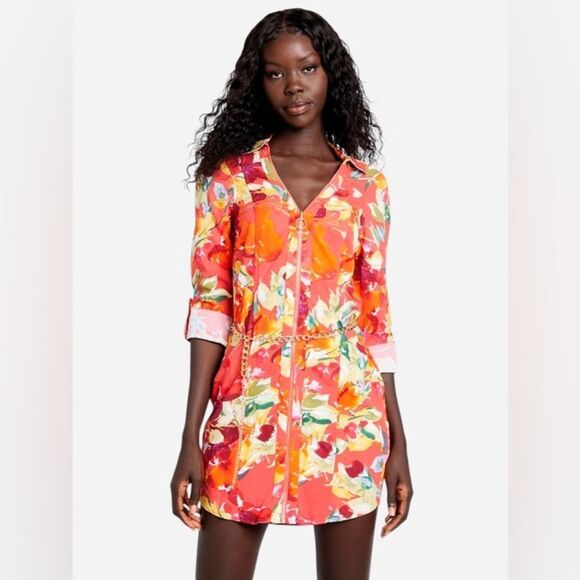 Guess Red and Yellow Floral Dress - Picture 3 of 9